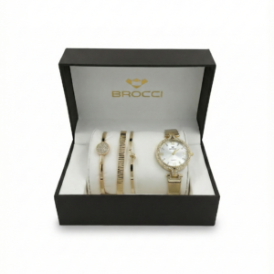 طقم ساعة مع أساور ذهبية