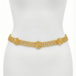 حزام مطلي بزخرفة ورود متشابكة بكرات ذهبية أنيقة