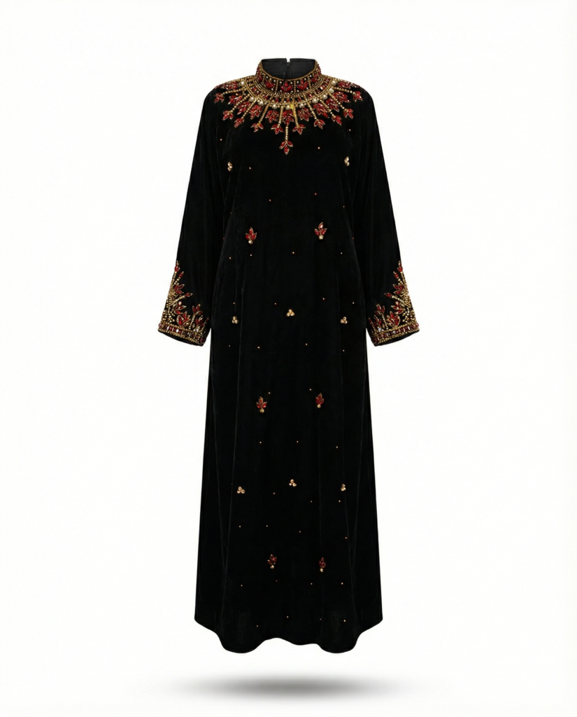 قطعة مخمل مطرزة بكريستال فاخر